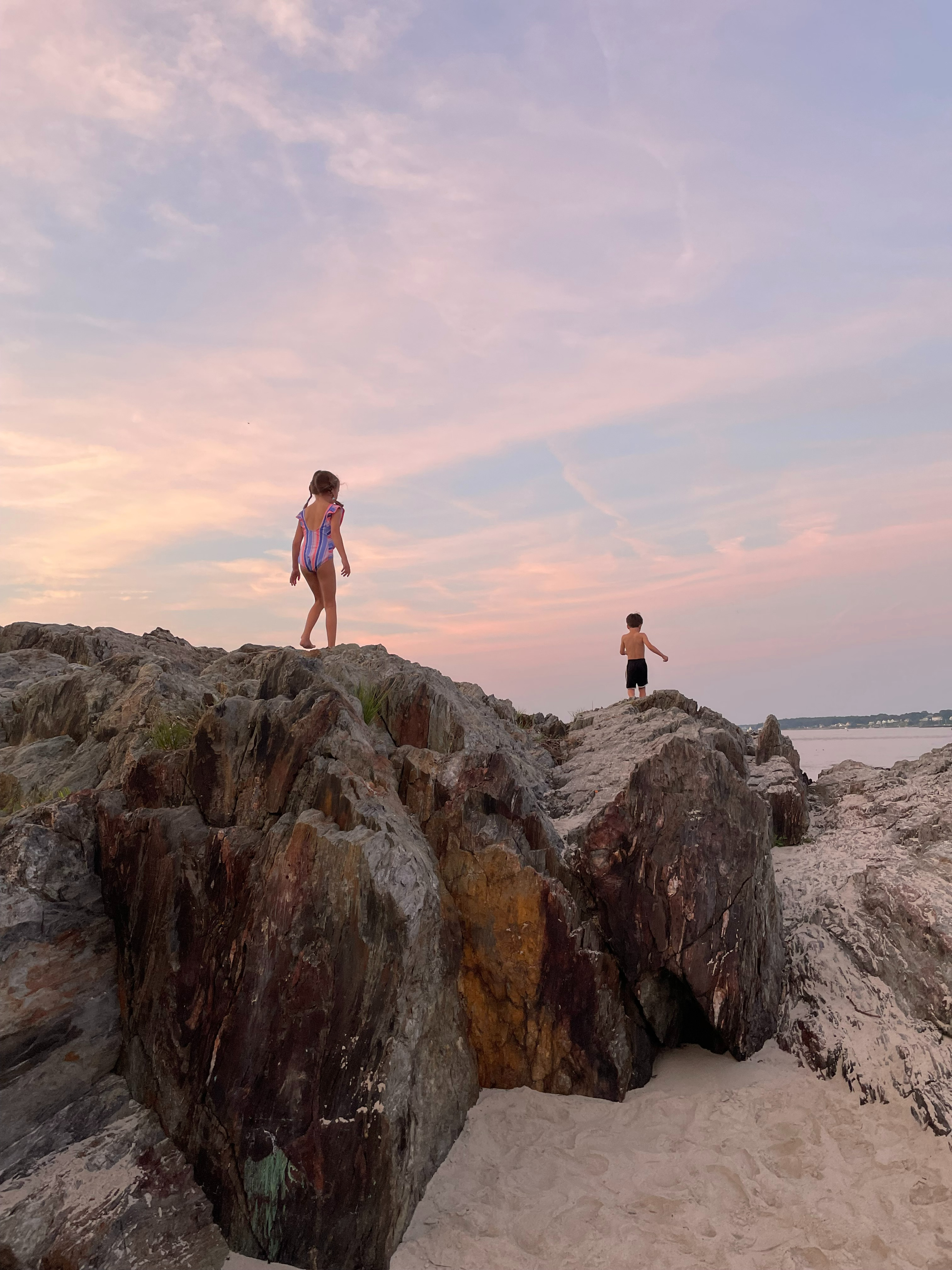 Kids on Rocks at Willard Beach