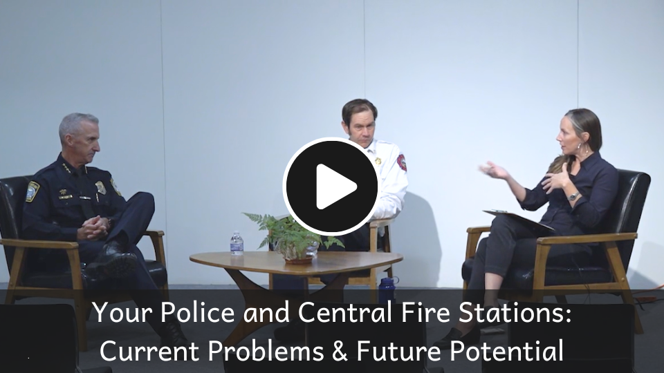 Police and Fire Library Panel still with police chief, fire chief, and communications officer